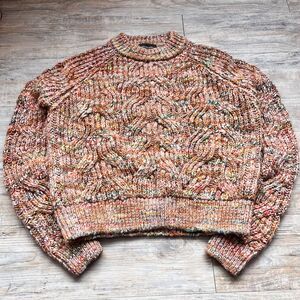 Anthropologie Scotch & Soda Vintage Cable Knit Sweater Speckled Small Terracotta